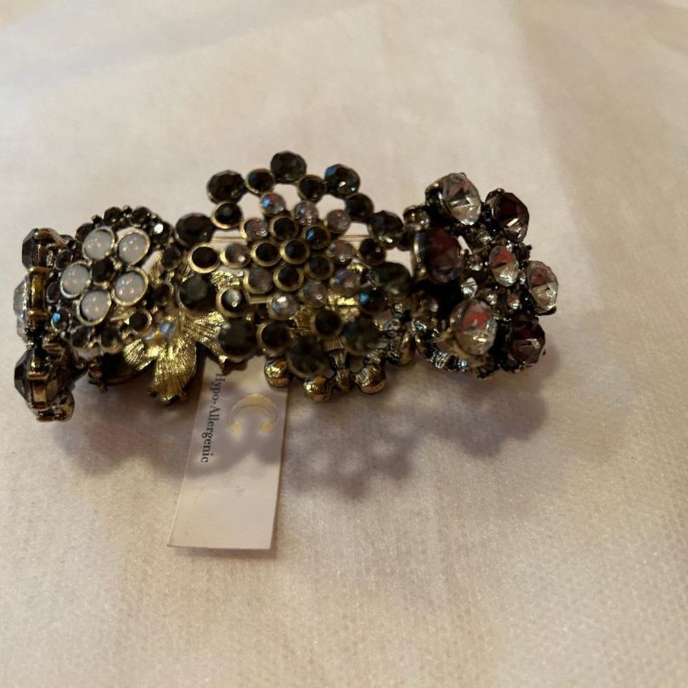 Charming Charlie black floral stretchy bracelet